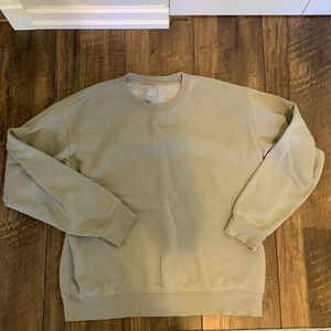 TNA cozy AF sage green crew neck